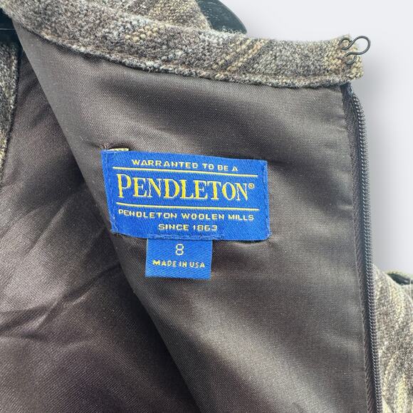 Pendleton Southwestern Print Wool Shift Dress Womens Size 8 Brown Lined - Picture 4 of 5